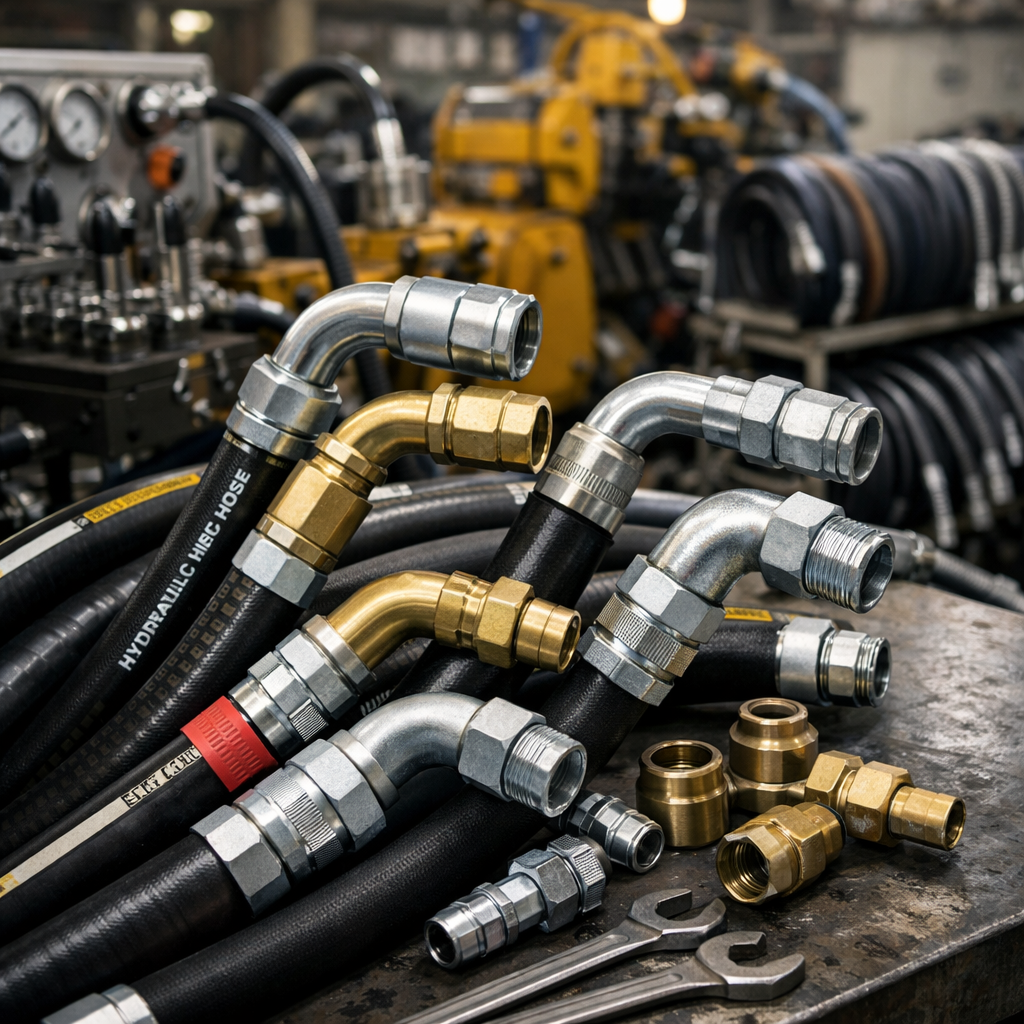 Hydraulic hoses and fittings industrial setting